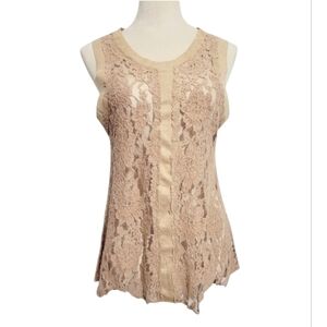 Voice Of California Lace & Suede Sleeveless Top Very Unique Fits Like A Small
